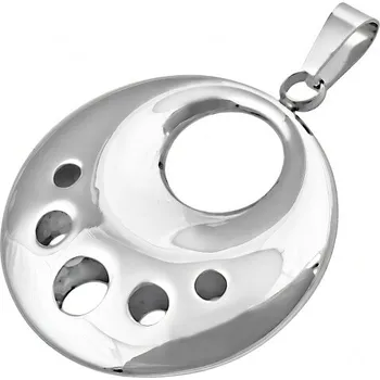 Přívěsek Přívěsek s moderním designem a otvory, stříbrná barva, elegantní šperk pro každou příležitost.