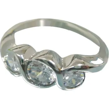 Prsten Trojitý prsten s třpytivými kameny ve stříbrné barvě, elegantní design pro každý den. 52