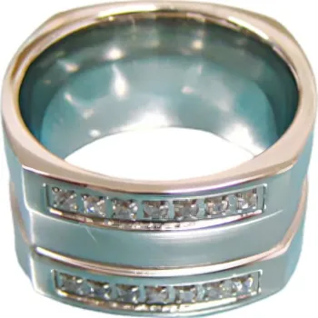 Prsten Dvojitý ocelový prsten s kamínky a hladkým povrchem, elegantní design pro moderní styl. 52