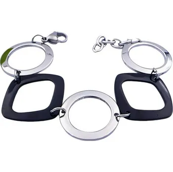 Náramek Náramek s moderními geometrickými prvky, černé a stříbrné barvy, rozměry 210x27 mm, hmotnost 22,6 g.