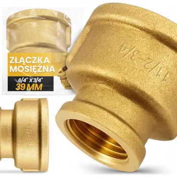 Fitinka MOSAZNÁ REDUKCE 6/4" x 3/4" VNITŘNÍ ZÁVIT REDUKČNÍ Vsuvka Nátrubek Redukční Spojka Trubek GE-T