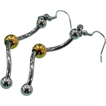 Náušnice Náušnice s elegantním designem a kombinací stříbrné barvy a zlaté koule, stylový pár pro každodenní nošení.