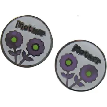 Náušnice Náušnice MOTHER s květinovým motivem, průměr 17 mm, stříbrné barvy.