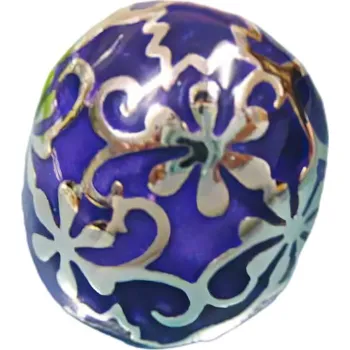 Prsten Ocelový prsten s modrou glazurou a květinovým vzorem, elegantní design pro každodenní nošení. 59,5