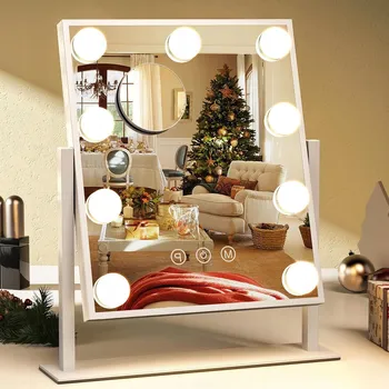 Zrcadlo Kosmetické zrcátko s LED podsvícením, 9 LED diod, Hollywood styl s 9 žárovkami