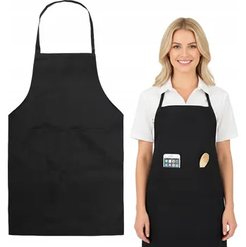 Kuchyňská zástěra Kuchyňská zástěra černá bavlněná s kapsou 62 cm