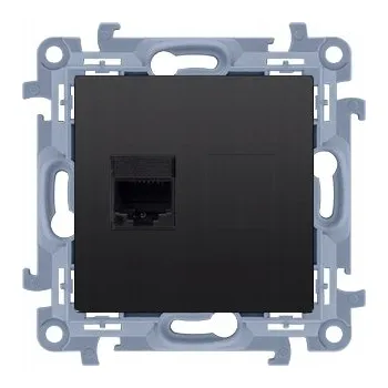 Elektrická zásuvka Simon 10 Počítačová zásuvka RJ45 kategorie 5e černá matná C51.01/49