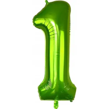 Balónek BALÓNEK ČÍSLICE 1 NAROZENINY PLES VÝROČÍ KARNEVAL HELIUM VELKÝ 75 CM ZELENÝ