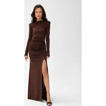 Dámské šaty Roco Fashion Večerní šaty Veloria Hnědá Slim Fit 34