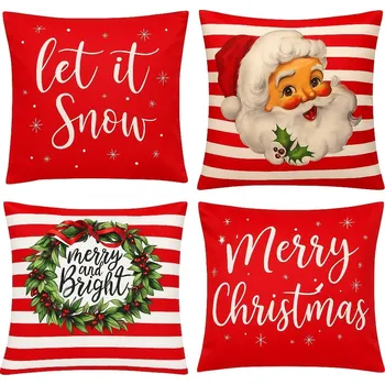 Vánoce VÁNOČNÍ POVLAKY NA DEKORAČNÍ POLŠTÁŘE Mikuláš VĚNEC SADA 4KS