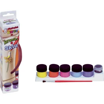 Speciální výtvarná barva Akrylové barvy 6ks i na keramiku,sklo,kameny v krabičce 5x21cm