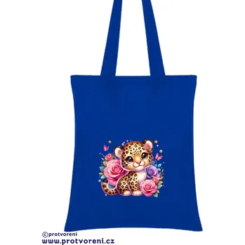Taška s potiskem Textilní taška, Leopardí mládě, 41x37cm, mix barev, 1 kus Vyberte si barvu ZDE:: modrá