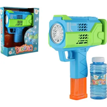 Bublifuk Bublifuk pistole s náplní plast 16cm na baterie v krabičce 18x23x8cm