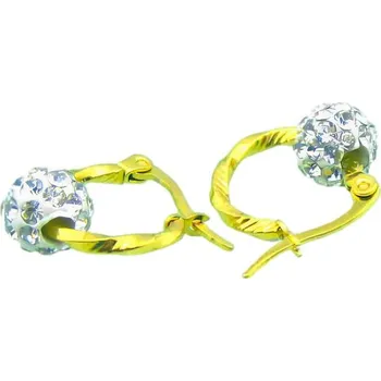 Náušnice Náušnice s krystalovými detaily, zlatá barva, průměr 8.5 mm, rozměr 15x2 mm, kód produktu 7NE42348.