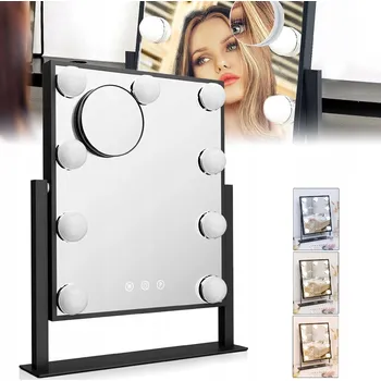 Zrcadlo Kosmetické zrcátko s LED podsvícením, 9 LED diod, Hollywood styl s 9 žárovkami