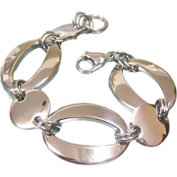 Náramek Náramek s oválnými články a stříbrnou barvou, délka 210 mm, šířka 26 mm.