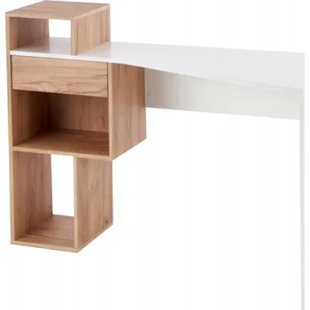 Psací stůl Obdélníkový psací stůl Kondela 122 x 57 x 90 cm bílý, dub craft zlatý