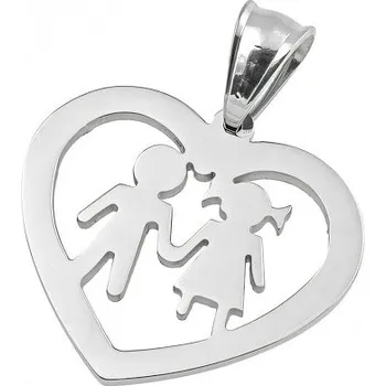 Přívěsek Přívěsek ve tvaru srdce se siluetami dětí – romantický šperk pro výjimečné okamžiky
