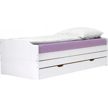 Postel Jednolůžková dřevěná postel Kondela 90x200 cm bílá