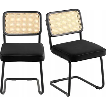 Jídelní židle Ratanové židle s područkami sada 2 ks - do jídelny a obývacího pokoje černé