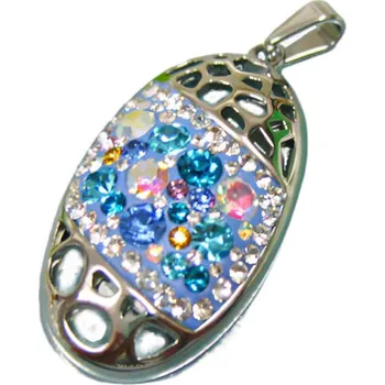 Přívěsek Přívěsek s barevnými kameny a vzorovaným designem, stříbrná barva, 7PP10972
