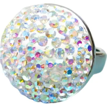 Prsten Kulatý prsten s třpytivými krystaly v barevném provedení, elegantní design pro každou příležitost. 54,4