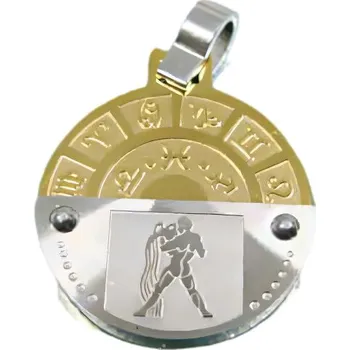 Přívěsek Přívěsek s astrologickým motivem ve stříbrné barvě a zlaté barvy, symboly znamení zvěrokruhu.