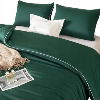 Povlečení BAMBUSOVÉ POVLEČENÍ S LEMEM HLADKÉ PRODYŠNÉ PŘÍRODNÍ 160x200 + 2 POVLEČENÍ NA POLŠTÁŘE