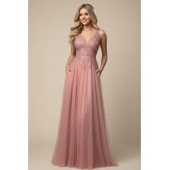 Dámské šaty DIVA Maturitní šaty CLEMENTINA růžové Barva: Růžová, Velikost: XL