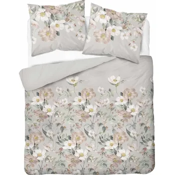 Povlečení Bavlněné ložní Povlečení , jarní květiny, 140x200 + 70x80, elegantní šedá, Detexpol