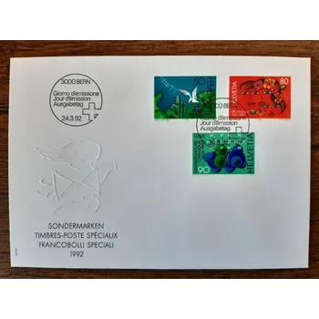 Sběratelství ŠVÝCARSKO FDC 1465/7, různá výročí, r. 1992