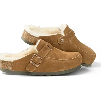 Dámské pantofle Kožené pantofle s kožešinou Fellhof ELVAS Velikost: 45, Barva: světle hnědá