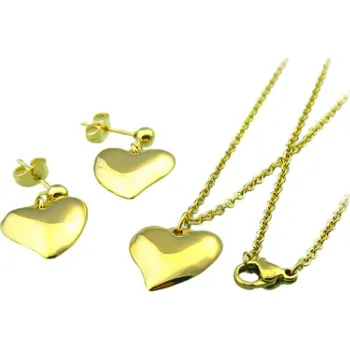 Souprava šperků Sada šperků srdce: náušnice 16x16 mm, náhrdelník 50x2 mm, váha 20,5 g