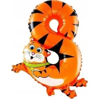 Balónek Fóliový balónek ČÍSLICE 8 TYGR ZVÍŘATA