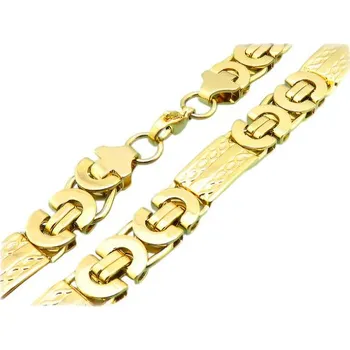 Řetízek Ocelový náhrdelník s lesklými články a vzorovanými detaily, rozměry 550x11 mm, váha 127 g.