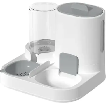 Miska pro psa Automatický dávkovač vody a krmítko pro kočky 25 x 23 x 21 cm Gravitační systém s filtrem 800 ml voda a 1600 ml krmivo Miska 2v1 šedá
