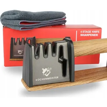 KÜCHENMEISTER Brousek na nože a nůžky, 4-stupňový, nerezová ocel