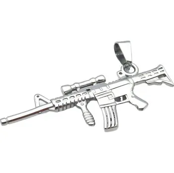 Přívěsek Přívěsek s motivem zbraně 54x20mm, stříbrná barva, váha 6g