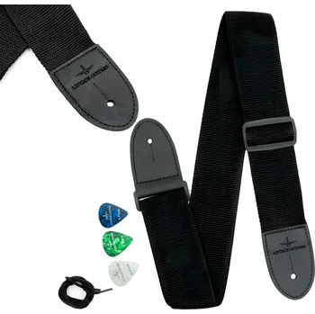 Kytarový popruh KYTAROVÝ POPRUH ČERNÝ PRÉMIOVÝ + 3 TRSÁTKA ZDARMA