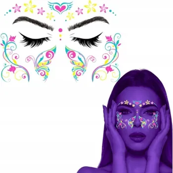 Odstranitelné tetování SAMOLEPKY NA OBLIČEJ FESTIVAL FLUORESCENČNÍ TETOVÁNÍ OMYVATELNÝ DOČASNÝ NEON