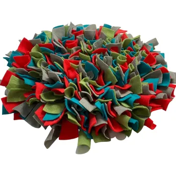 Hračka pro psa Čmuchacíkoberečky.cz® Čmuchací kobereček extra hustý ŠEDO-ČERVENO-ZELENO-TYRKYSOVÝ 422/45X2