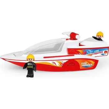 autíčko Boazz loď/člun hasiči stříkací s loďkou Boaties plast s figurkami 42x16x16cm 24m+