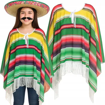 Karnevalový kostým KOSTÝM KOSTÝM PONCHO PLÁŠŤ MEXIČANKA MEXIČAN ŠPANĚLKA 158 164