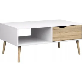 Konferenční stolek Konferenční stolek Kondela čtvercový 98,6 x 60,1 x 42,6 cm bílý, dub sonoma