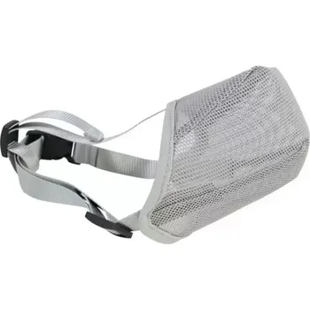 Obojek pro psa Šedý měkký psí náhubek XL Nylonová síťovina Obvod čenichu 30–35 cm Délka 10,5–12,5 cm Pohodlný nastavitelný náhubek pro psy