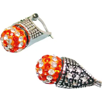 Náušnice Náušnice s červenými a průhlednými krystaly, 10mm, elegantní design, pár.