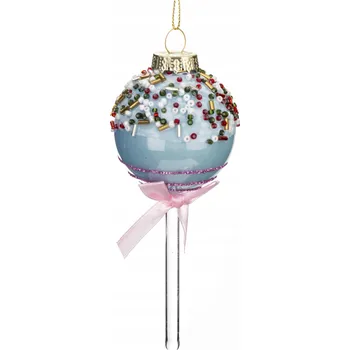 Vánoční ozdoba VÁNOČNÍ OZDOBA - ZÁVĚSNÁ VÁNOČNÍ KOULE - LÍZÁTKO modré