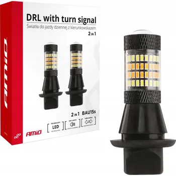 Denní svícení 2v1 LED světla pro denní svícení s blinkrem PY21W AMIO-02451