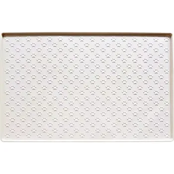 Pelíšek pro psa Silikonová podložka pod misky pro psy a kočky 60 x 40 cm Voděodolná protiskluzová podložka se zvýšeným okrajem proti rozlití vody a krmiva bílá
