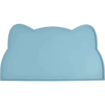 Pelíšek pro psa Silikonová podložka pod misky pro psy a kočky 46 x 25 cm Voděodolná protiskluzová podložka se zvýšeným okrajem pro čisté krmení modrá